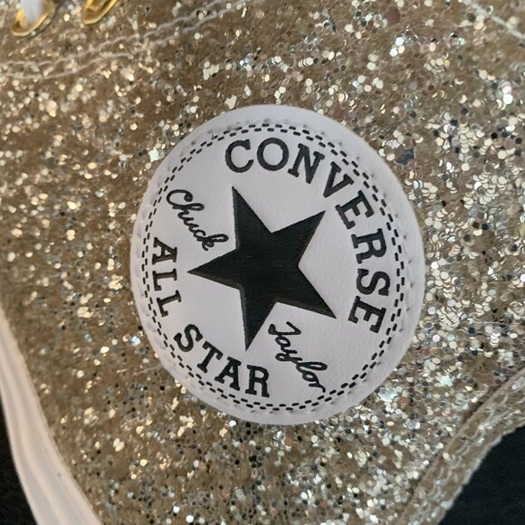 Converse Chuck Taylor All Star High Top Gold Glitter Size: Women's 9/Men's 7 - Picture 7 of 7